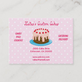 ケータリングピンクアンドホワイト水玉模様 名刺