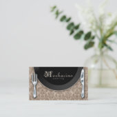 ケータリングフォークスカトリープレートベージュ 名刺 (スタンド正面)