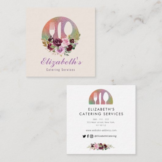 ケータリングフローラロゴ名刺 スクエア名刺 (正面/裏面)