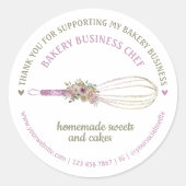 ケータリングベーカリーシェフグリッターウィスクフラワー感謝してい ラウンドシール (正面)