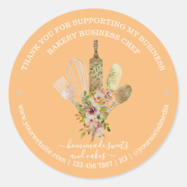 ケータリングベーカリーシェフ素朴ユーカリプタスパターン ラウンドシール