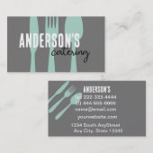 ケータリングモダングレイ及びティール(緑がかった色)カスタム 名刺 (正面/裏面)