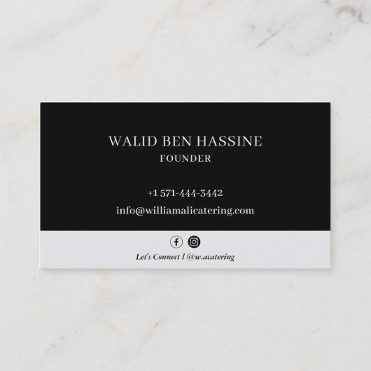 ケータリングレストランプロフェッショナルロゴブラック 名刺 (裏面)
