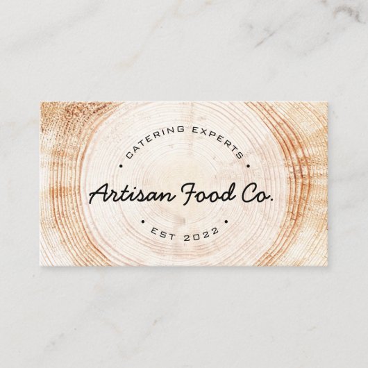 ケータリングロゴテンプレート木目ビジネス 名刺 (正面)