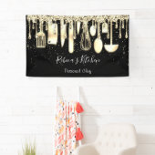 ケータリング個人シェフキッチン金ゴールド器ブラック 横断幕 (インサイチュ)