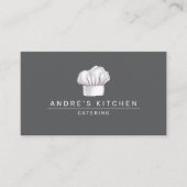ケータリング料理の水の色シェフハットグレー 名刺 (正面)