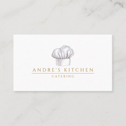ケータリング料理の水彩シェフズハット 名刺 (正面)