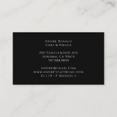 ケータリング料理の水彩シェフハットブラック 名刺 (裏面)