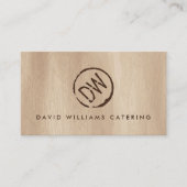 ケータリング素朴2用の木材で焼かれた刻印モノグラム 名刺 (正面)