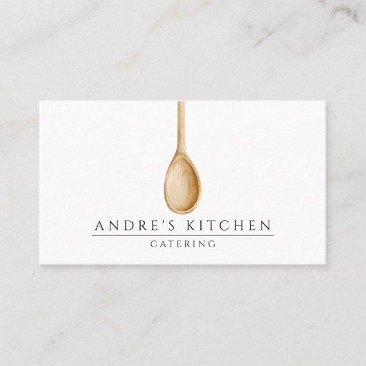 ケータリング調理用水彩混色木製スプーン 名刺 (正面)