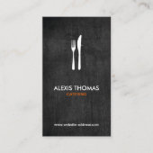 ケータリング、シェフ、レストラン用フォーク&ナイフロゴ 名刺 (正面)
