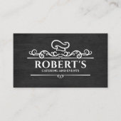 ケータリング – パーソナルシェフ – 黒い木材の上に白 名刺 (正面)