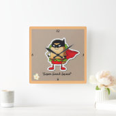 「ケード・フード・おもしろい」 スクエア壁時計 (ホーム)