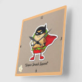 「ケード・フード・おもしろい」 スクエア壁時計 (傾斜)