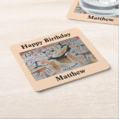 ケーブアート抽象芸術誕生日 スクエアペーパーコースター (アングル)