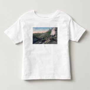 ケーブルによって渓谷上の丸太を運んでいる樵 トドラーTシャツ