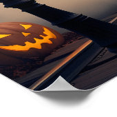 ケーブルカーのハロウィーンに乗るスケルトン乗客 ポスター (角)