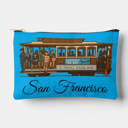 ケーブルカープリントカットソーバッグ アクセサリーポーチ (正面)