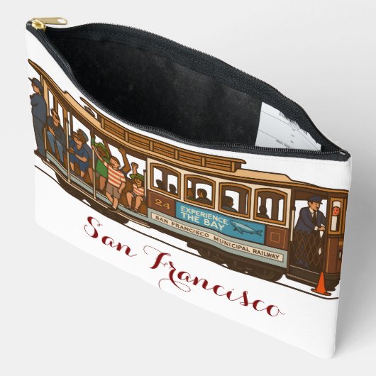 ケーブルカープリントカットソーバッグ アクセサリーポーチ (見開き)