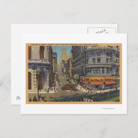 ケーブルカー市場とパウエル通り ポストカード (正面/裏面)