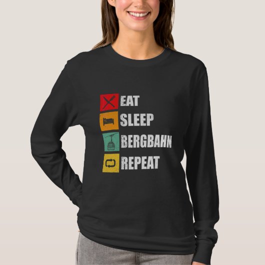 ケーブルカー ゴンドラ 食べる寝る 山岳鉄道  Tシャツ (正面)
