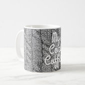 ケーブルニットのセーターかわいいグレー コーヒーマグカップ (正面左)