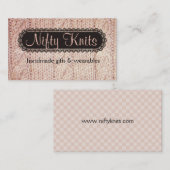 ケーブルニットピンクヤーン編み物ビズカード 名刺 (正面/裏面)