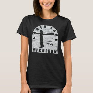 ケーブルレイクアイス魚釣りミシガン Tシャツ