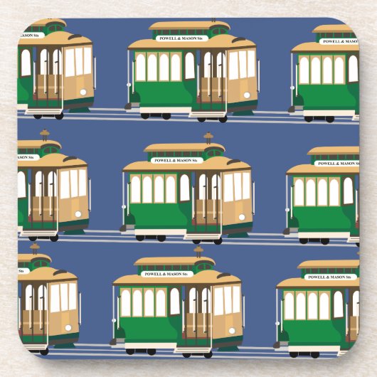 ケーブル図解入りの、写真付きのカーのパターン コースター (正面)