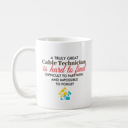 ケーブル技師の名前入りギフト コーヒーマグカップ (左)