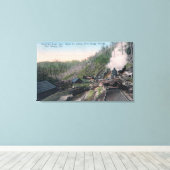 ケーブル運でガルチの上のランバージャックのログ キャンバスプリント (インサイチュ (ウッドフロア))