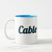 ケーブル・カーは行きます! 白いマグ ツートーンマグカップ (左)