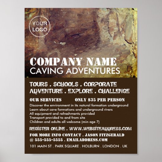 ケーブCaving Adventure 広告'sの洞窟 ポスター (正面)