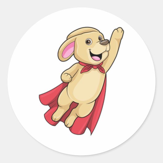 ケープとスーパーヒーローとしての犬 ラウンドシール (正面)