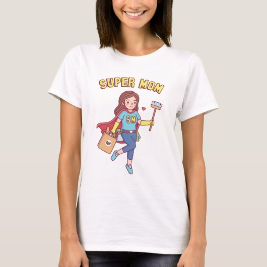 ケープを着たスーパーママ 母の日ユーモア Tシャツ (正面)