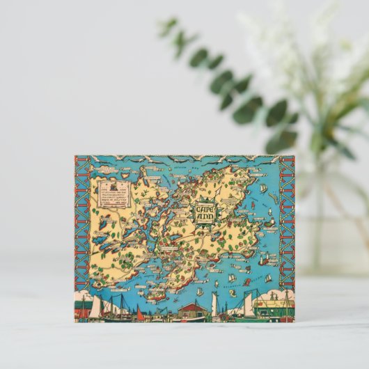 ケープアン図解入りの、写真付きの地図はがき ポストカード (スタンド正面)