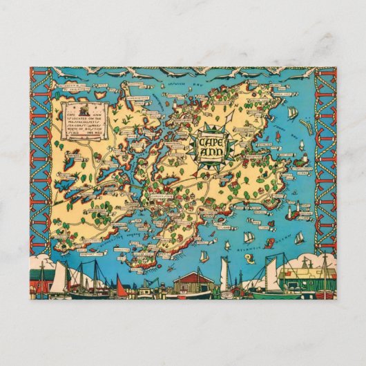 ケープアン図解入りの、写真付きの地図はがき ポストカード (正面)