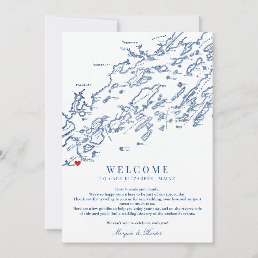 ケープエリザベス結婚メインのウェルカム日程 サンキューカード (正面)