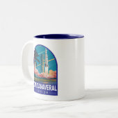 ケープカナベラルフロリダイラストレーショントラベルアート ツートーンマグカップ (正面左)
