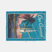 ケープカナベラルフロリダイラストレーショントラベルアート フリースブランケット (正面(横))