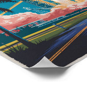 ケープカナベラルフロリダイラストレーショントラベルアート ポスター (角)