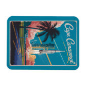 ケープカナベラルフロリダイラストレーショントラベルアート マグネット (横)