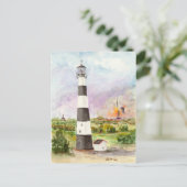 ケープカナベラルライトハウスロケット打ち上げ水彩 ポストカード (スタンド正面)