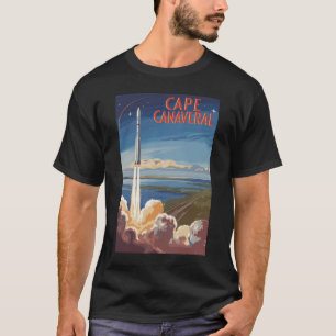 ケープカナベラル フロリダ 絵画的 トラベルアート レトロ Tシャツ