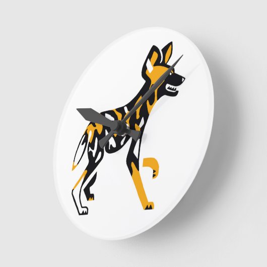 ケープクール狩り犬 – アフリカの野生犬 – ラウンド壁時計 (傾斜)