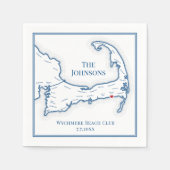 ケープコッドのエレガント地パーソナライズされた図のナプキン スタンダードカクテルナプキン (正面)