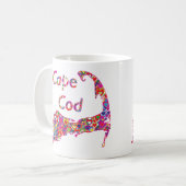 ケープコッドのカラフルな動的ハートに満ちた地図 コーヒーマグカップ (正面左)