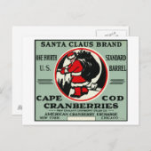 ケープコッドのサンタクロースのブランドのクランベリーのラベル シーズンポストカード (正面/裏面)