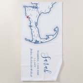 ケープコッドのパーソナライズされたバチェロレッテウィークエンド ビーチタオル (正面)