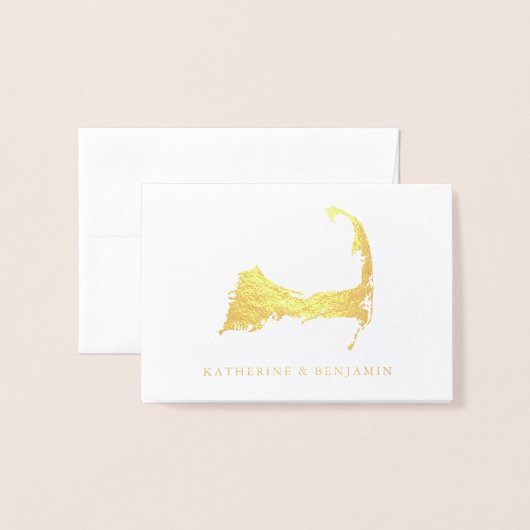 ケープコッドのホイル地図 | ウェディング 箔カード (封筒付き正面)